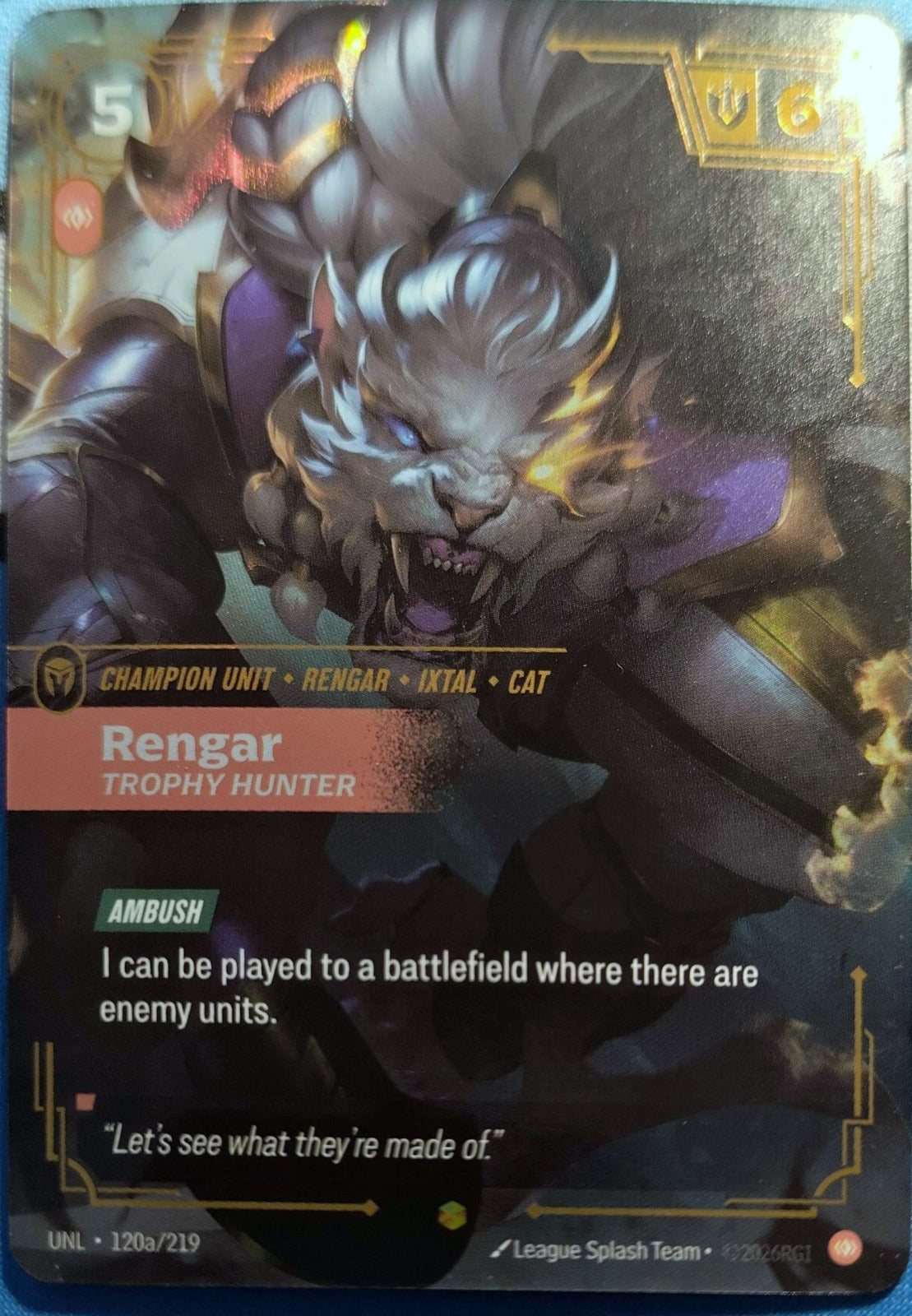 Rengar Trophy Hunter Alternate Art 120a/219 Riftbound TCG