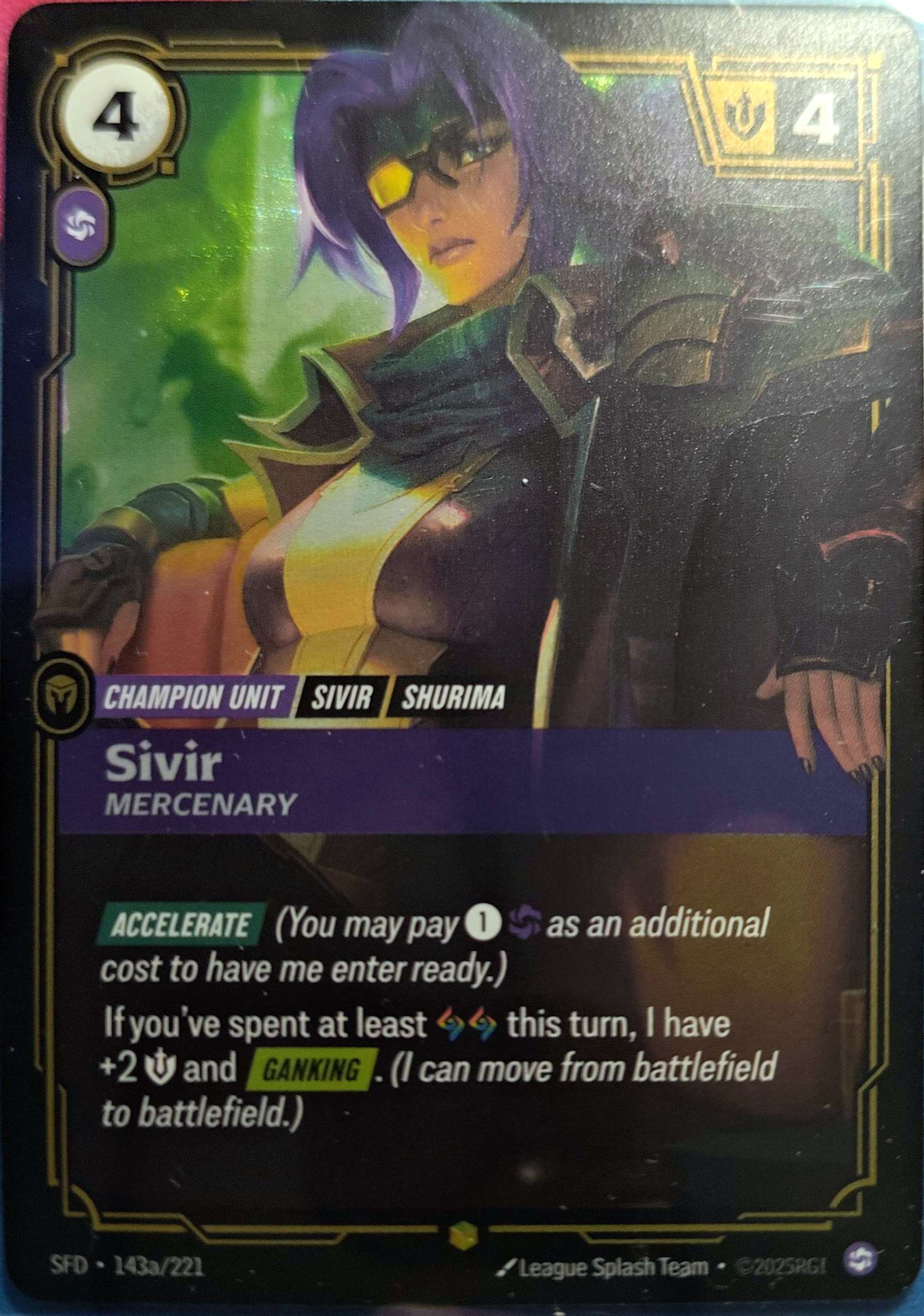Sivir Mercenary Alt Art 143a/221 Riftbound TCG Spiritforged NM League of Legends