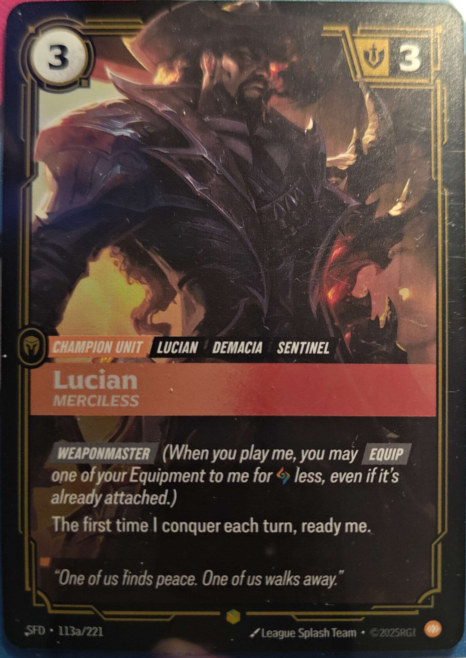 Lucian Merciless Alt Art 113a/221 Riftbound TCG Spiritforged NM League