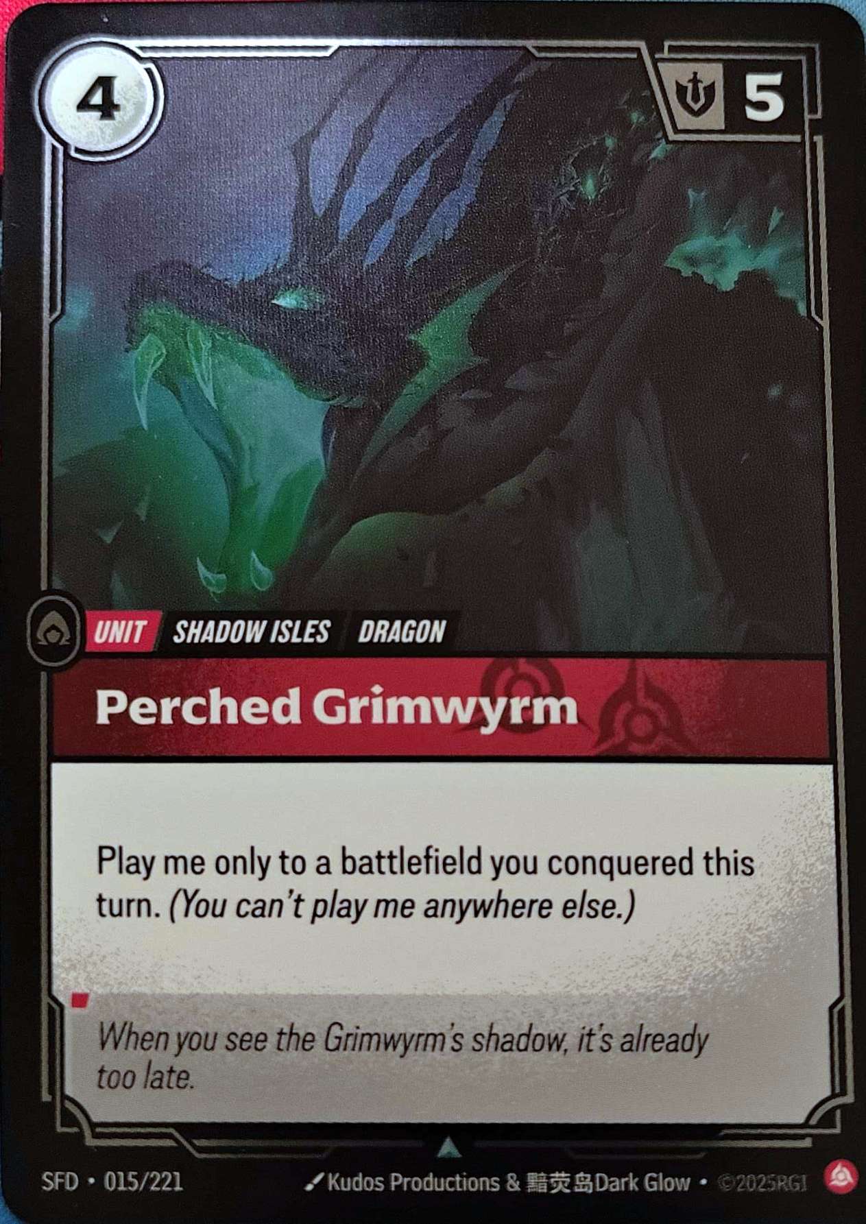 Perched Grimwyrm 015/221 Foil Riftbound TCG Spiritforged NM League of Legends