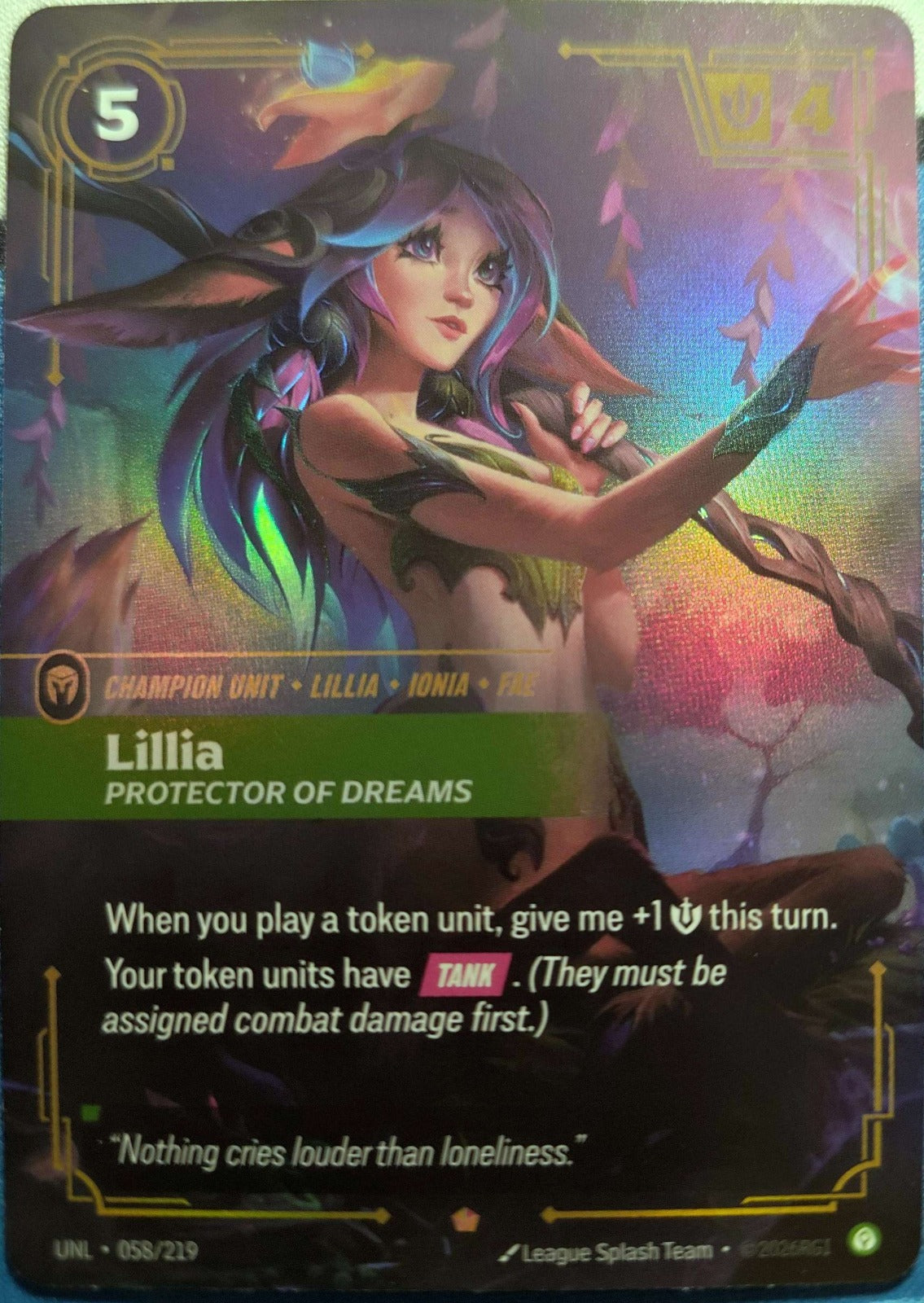 Lillia Protector of Dreams 058/219 Riftbound TCG Unleashed NM League of Legends