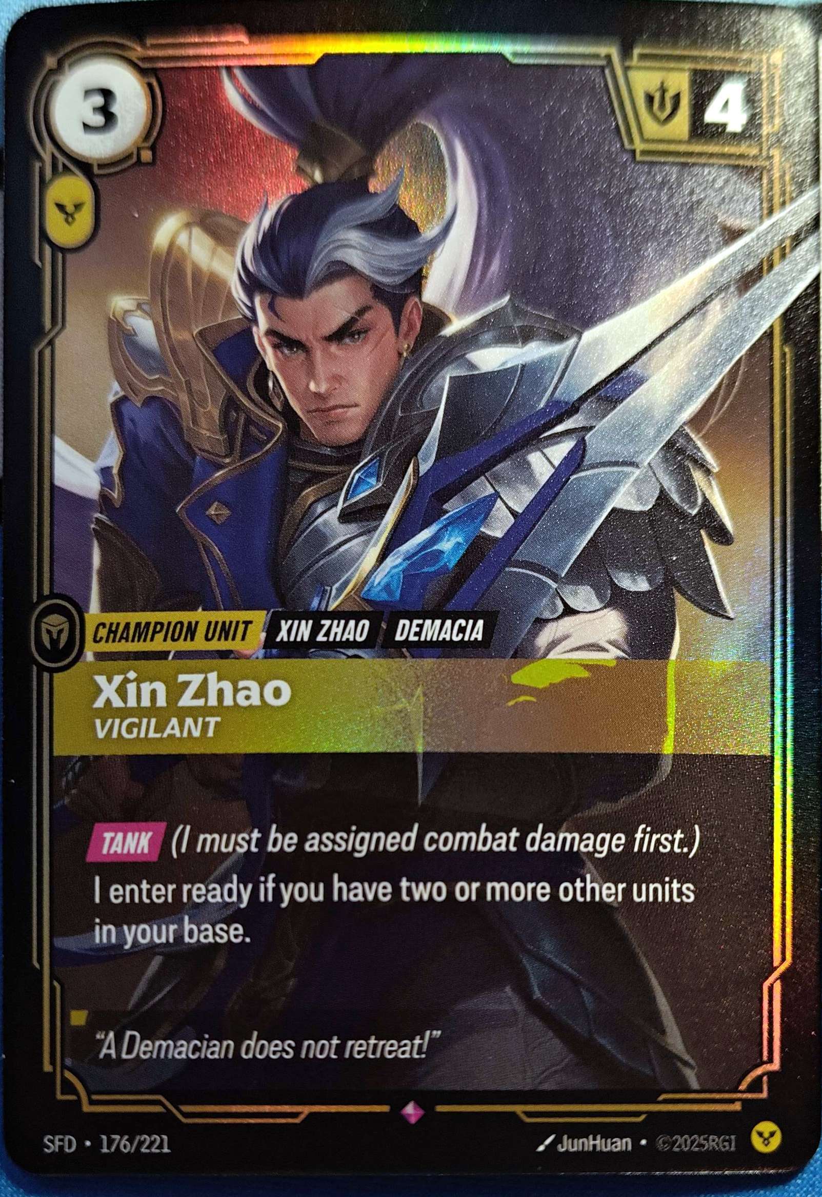 Xin Zhao Vigilant 176/221 Riftbound TCG Spiritforged NM League of Legends