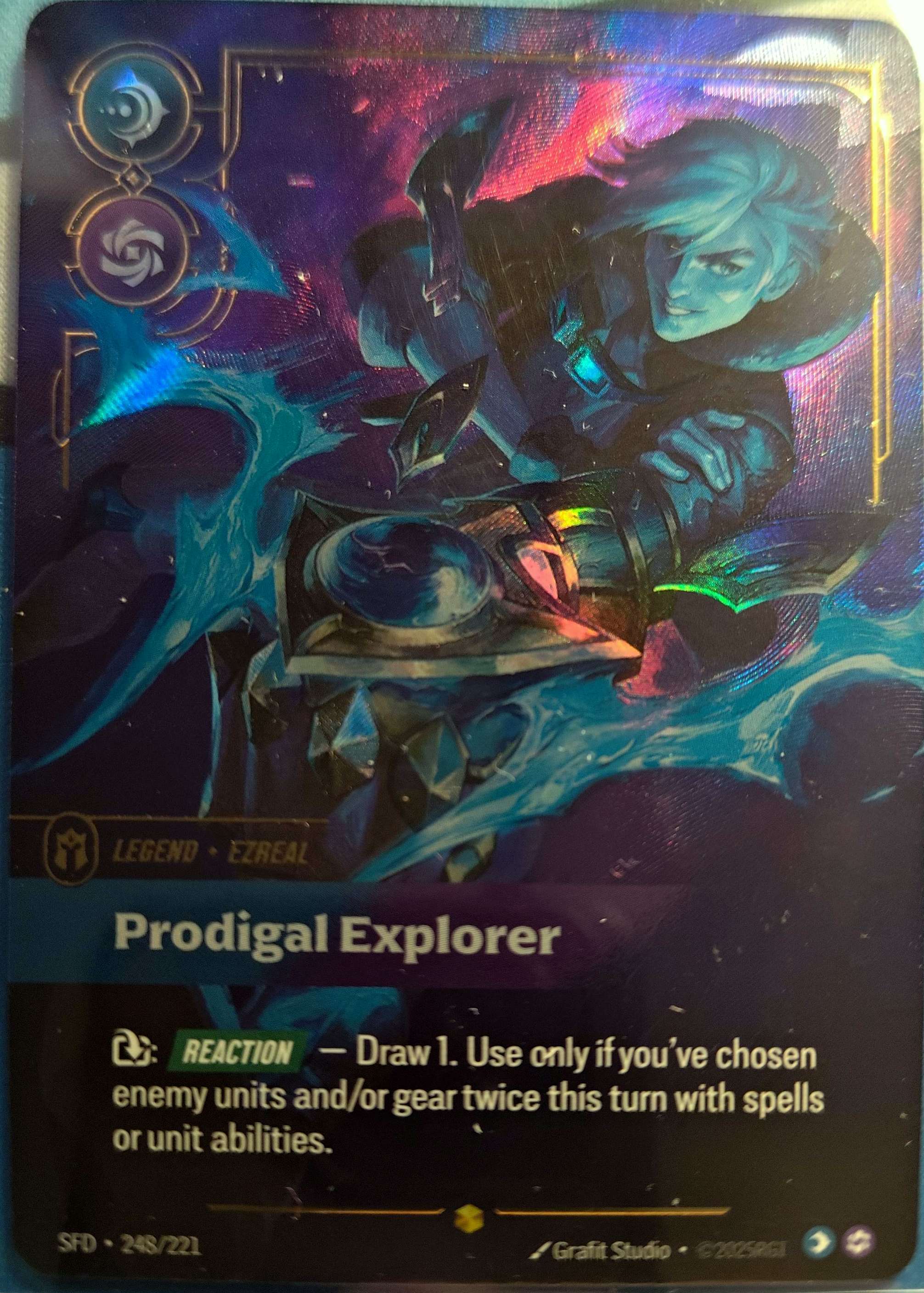 Ezreal Prodigal Explorer Overnumbered 248/221 Riftbound TCG Spiritforged NM 
