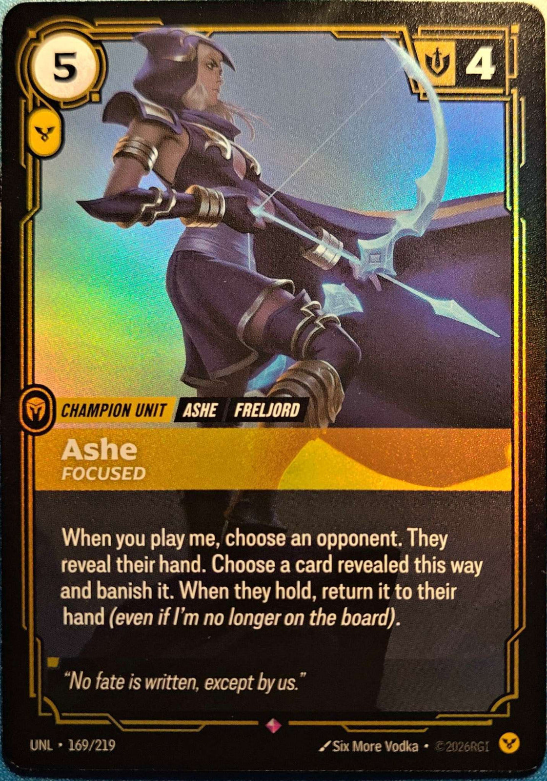 Ashe - Focused 169/219 Riftbound TCG Unleashed NM League of Legends