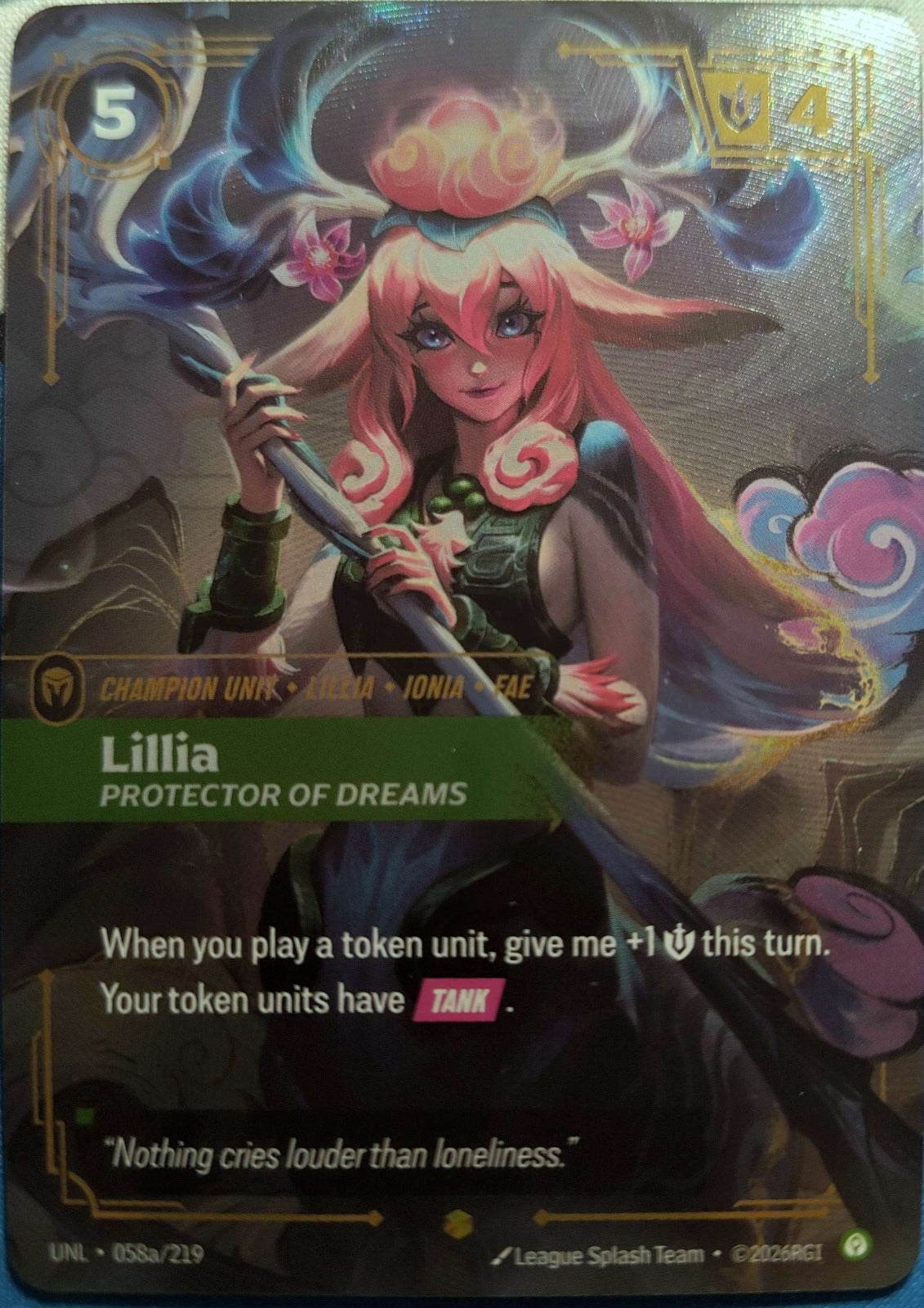 Lillia Protector of Dreams Alt Art 058a/219 Riftbound TCG Unleashed NM League