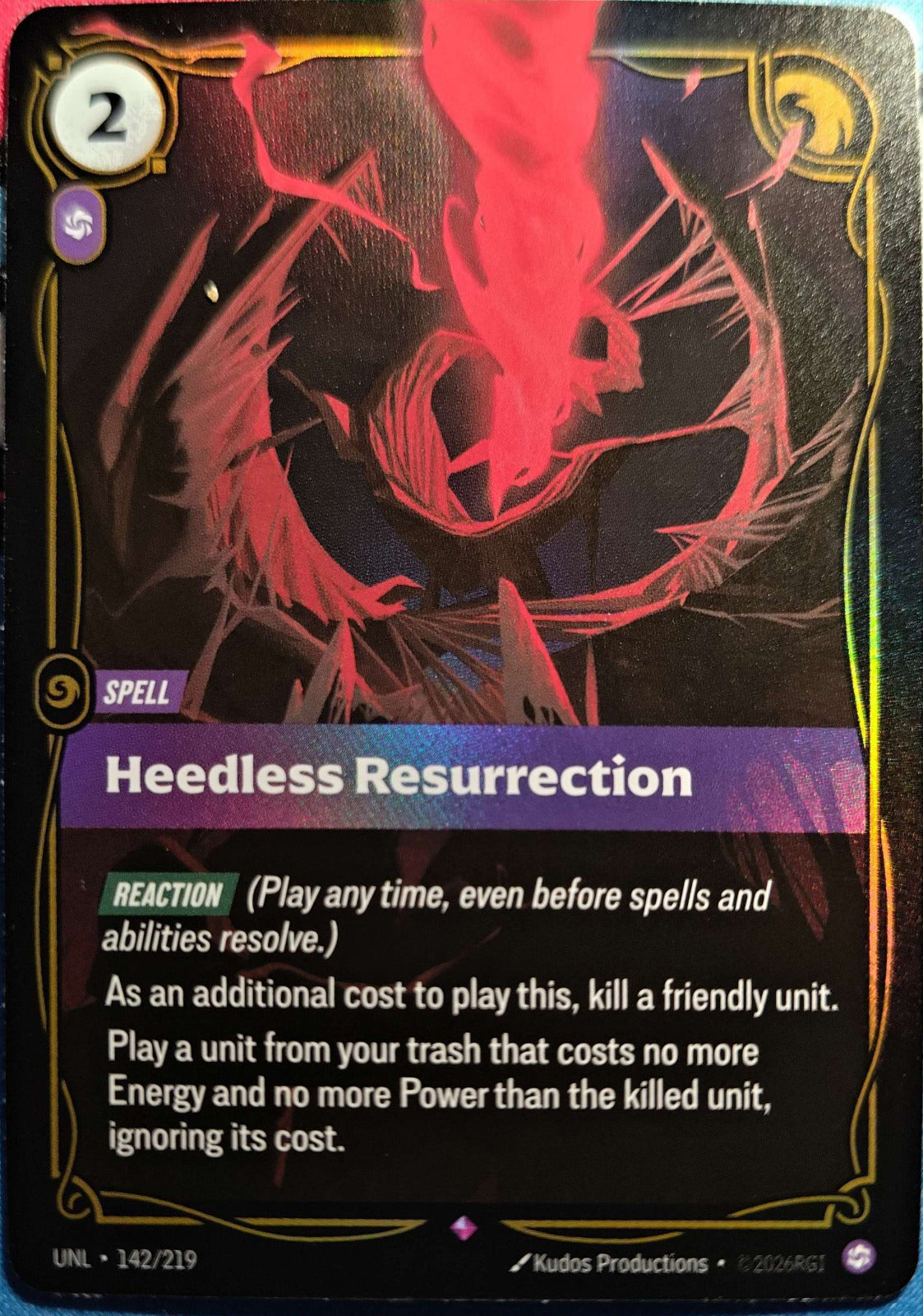 Heedless Resurrection 142/219 Riftbound TCG Unleashed NM League of Legends