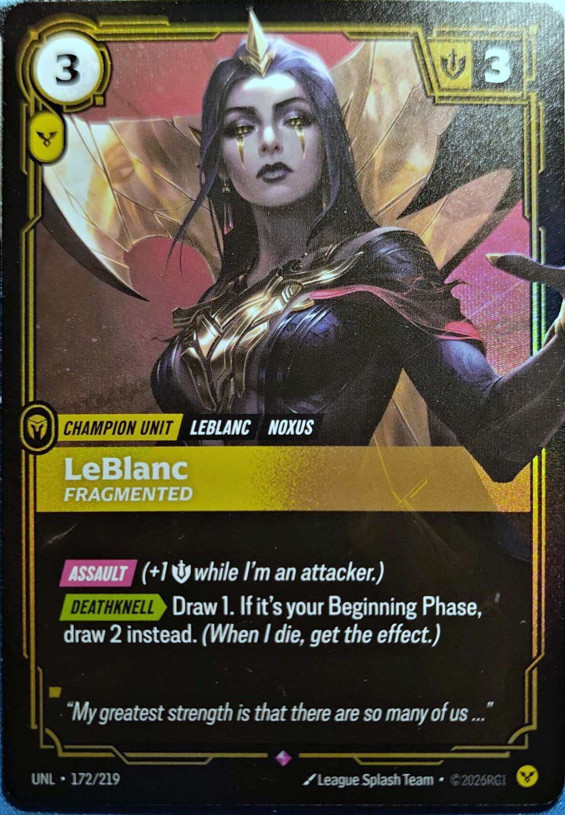 LeBlanc - Fragmented 172/219 Riftbound TCG Unleashed NM League of Legends
