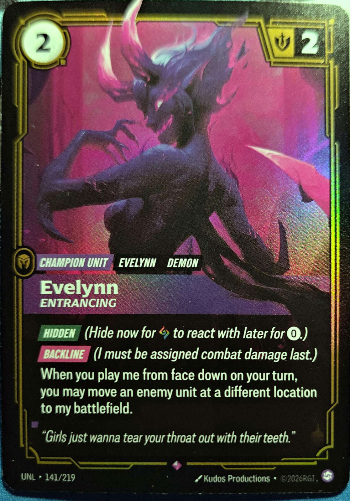 Evelynn - Entrancing 141/219 Riftbound TCG Unleashed NM League of Legends