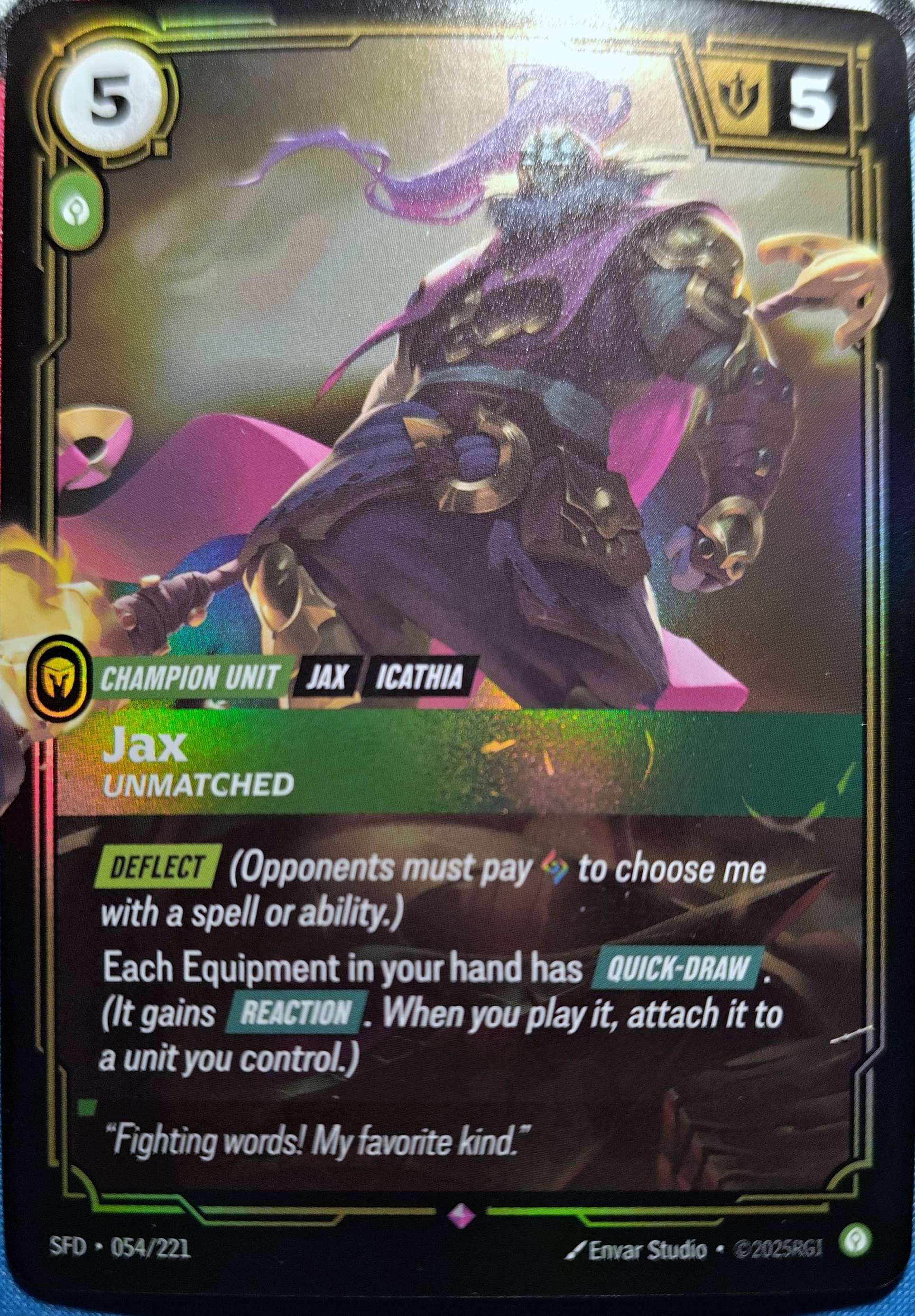 Jax - Unmatched 054/221 Riftbound TCG Spiritforged NM League of Legends