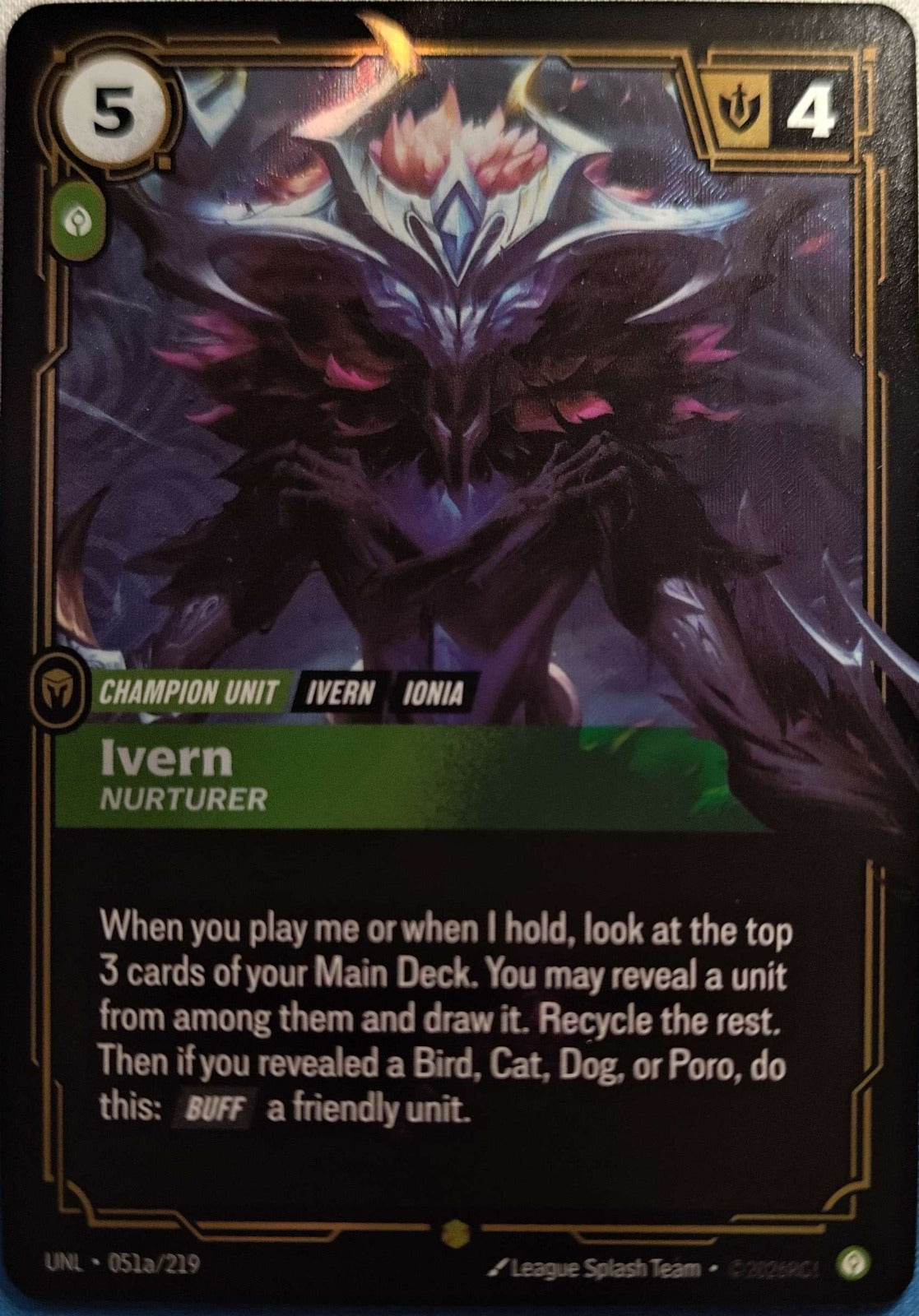 Ivern Nurturer Alternate Art 051a/219 Riftbound TCG Unleashed NM League 