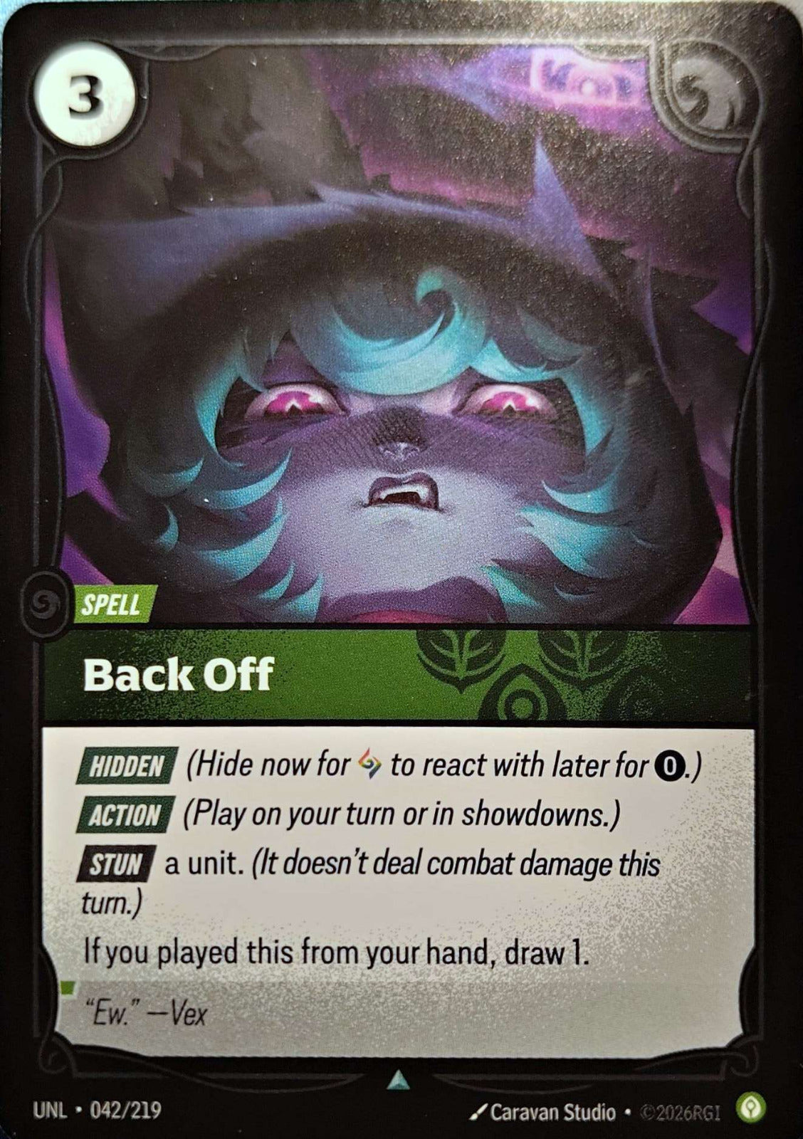 Back Off 042/219 Riftbound TCG Unleashed NM League of Legends