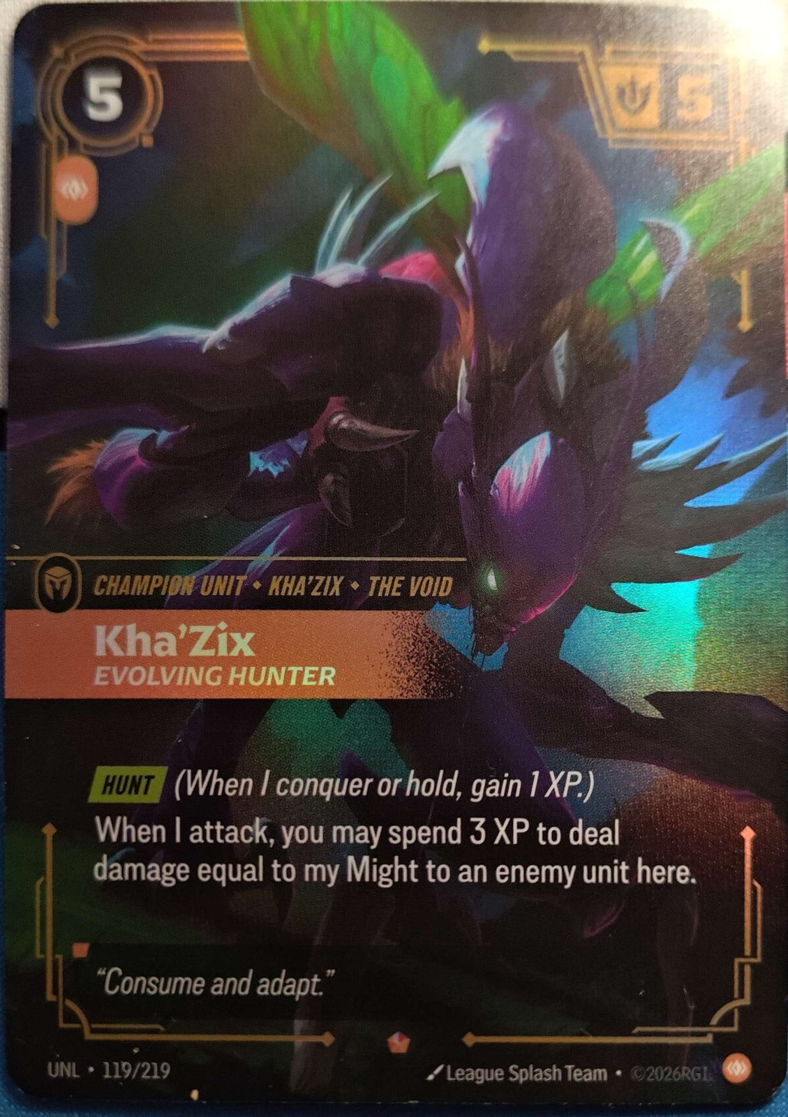 Kha'Zix - Evolving Hunter 119/219 Riftbound TCG Unleashed NM League of Legends