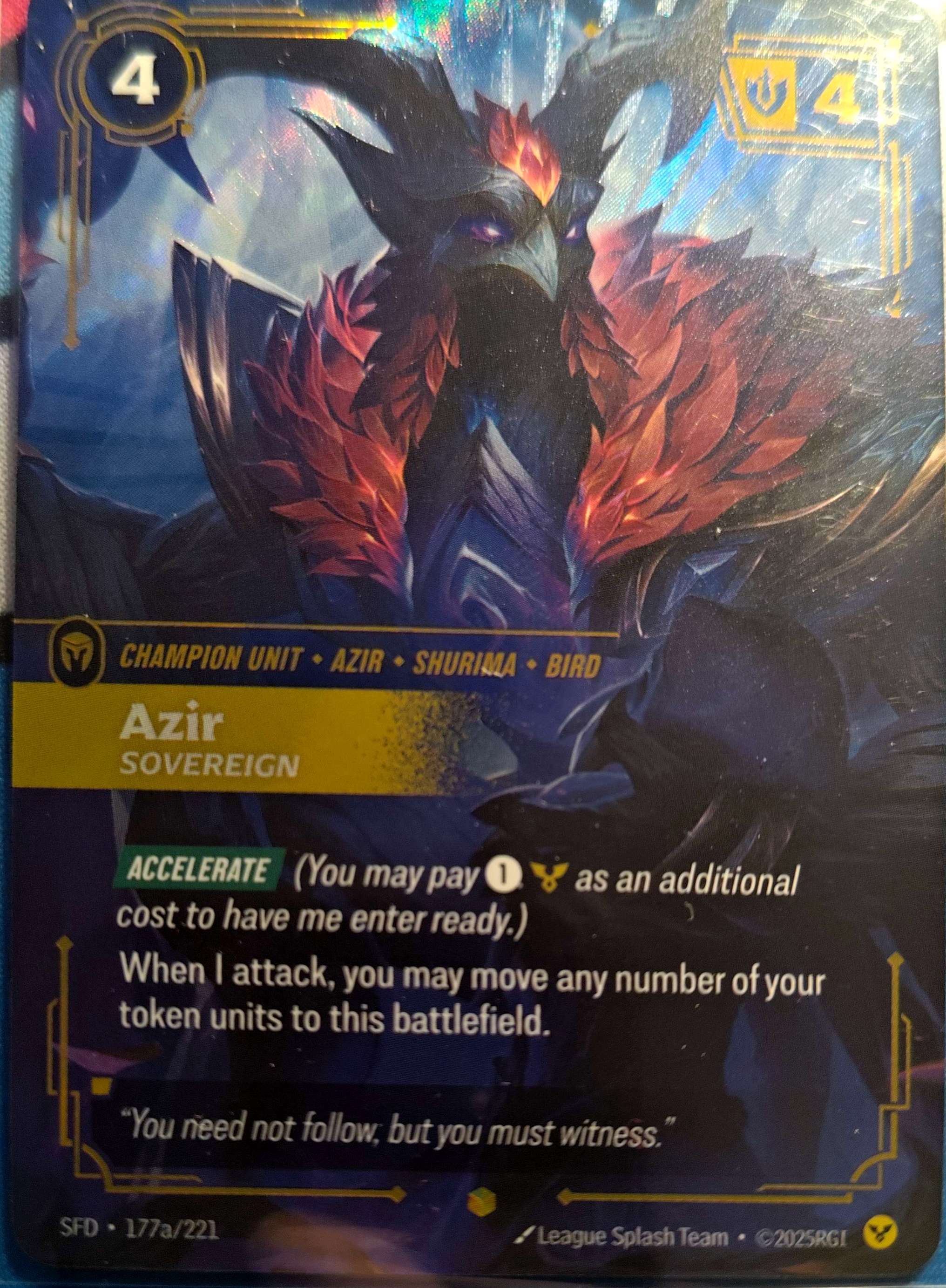 Azir Sovereign Alt Art 177a/221 Riftbound TCG Spiritforged NM League of Legends