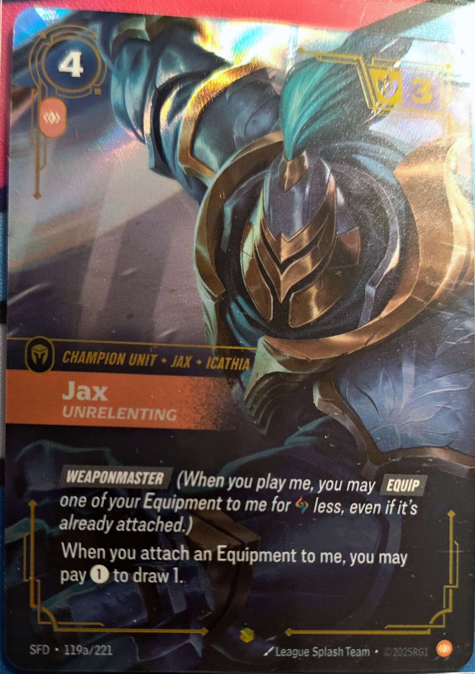 Jax Unrelenting Alt Art 119a/221 Riftbound TCG Spiritforged NM League of Legends