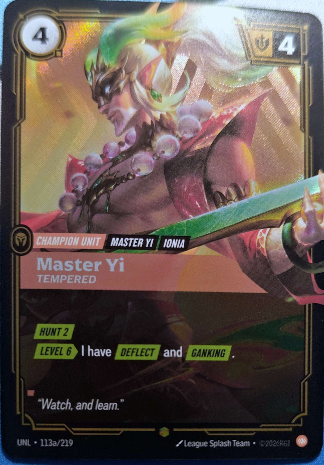 Master Yi Tempered Alternate Art 113a/219 Riftbound TCG Unleashed NM League 