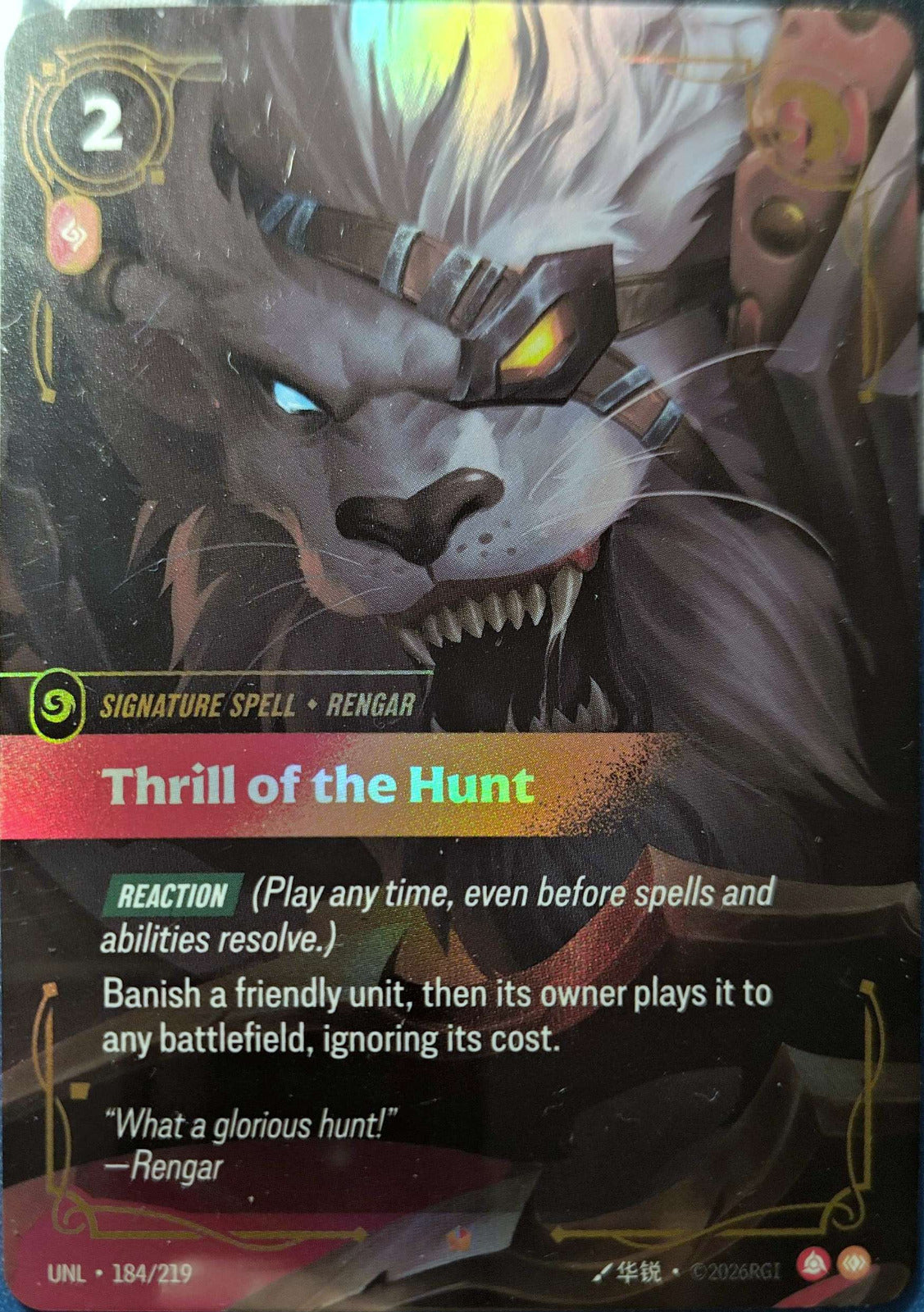 Thrill of the Hunt 184/219 Riftbound TCG Unleashed NM League of Legends