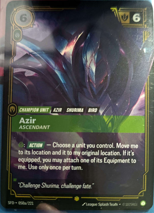 Azir Ascendant Alt Art 050a/221 Riftbound TCG Spiritforged League of Legends