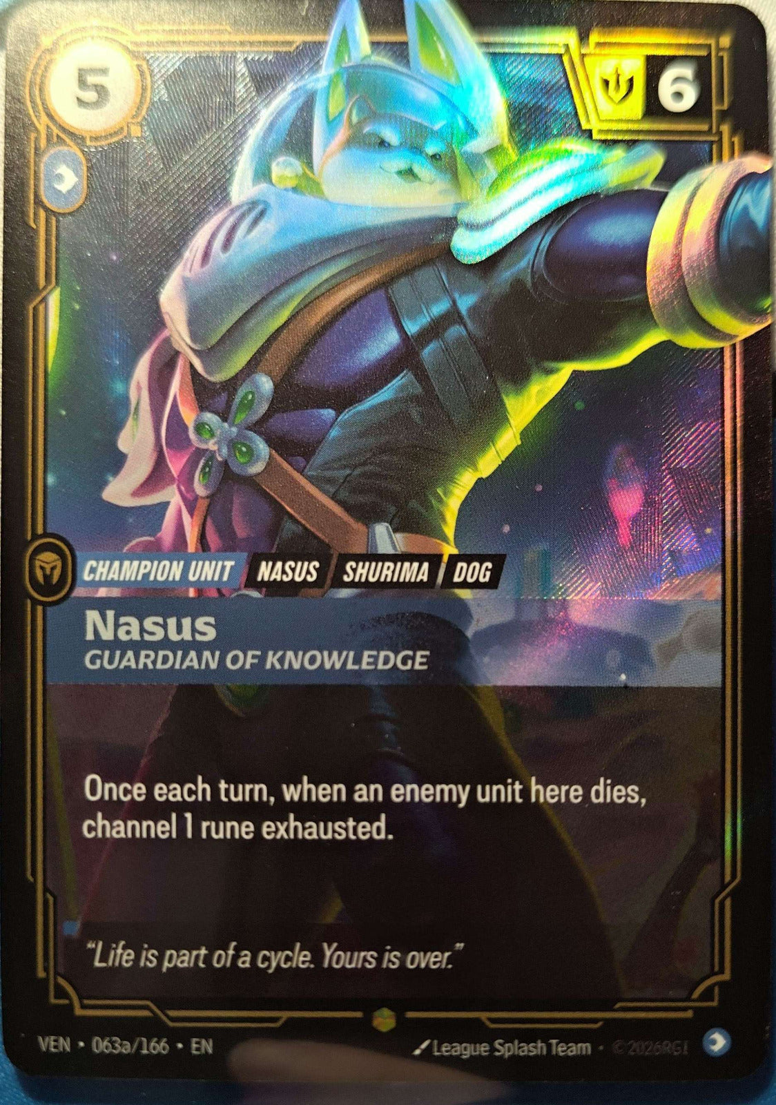 Nasus Guardian of Knowledge Alt Art 063a/166 Riftbound TCG Vendetta NM League