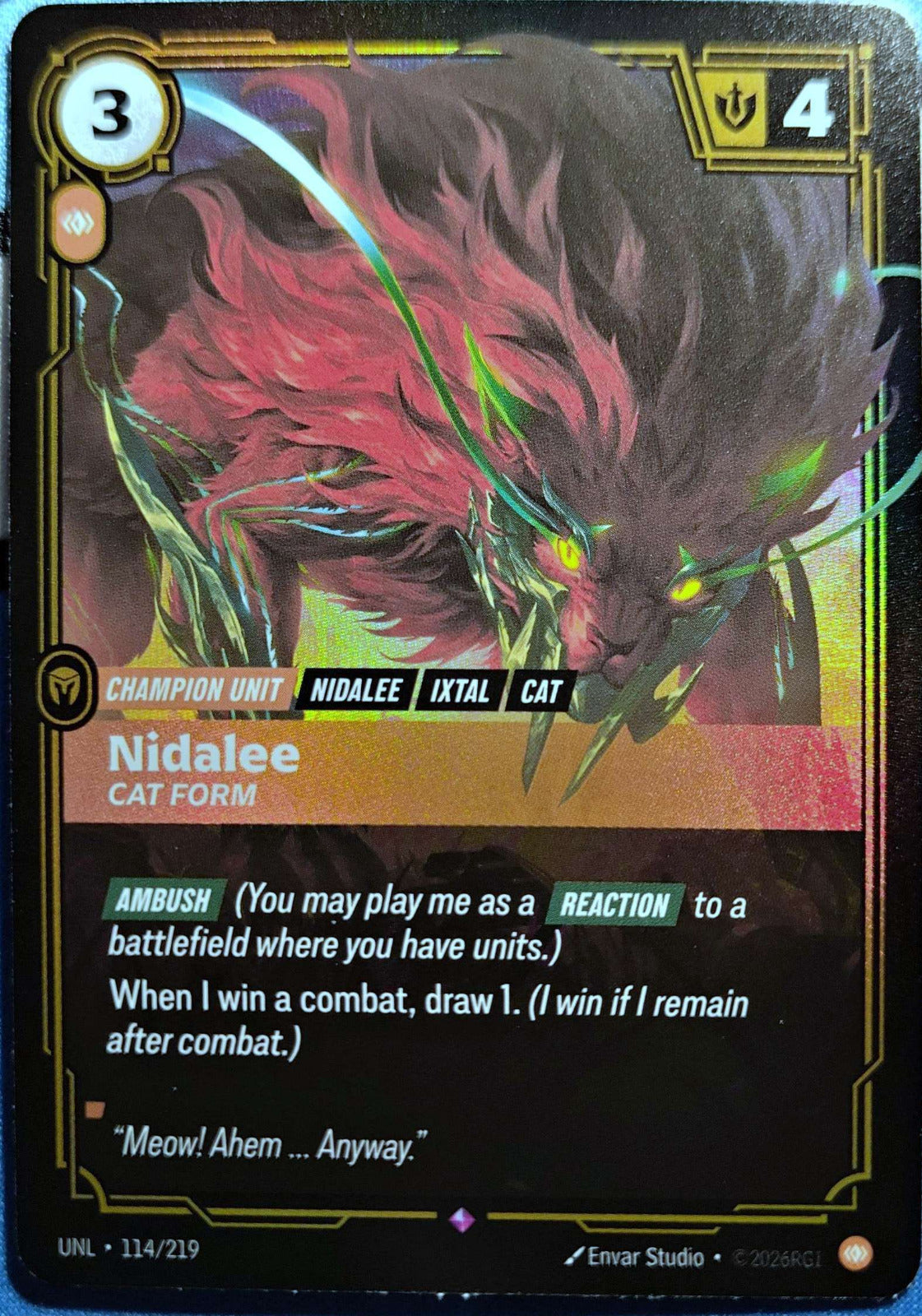 Nidalee Cat Form 114/219 Riftbound TCG Unleashed NM League of Legends