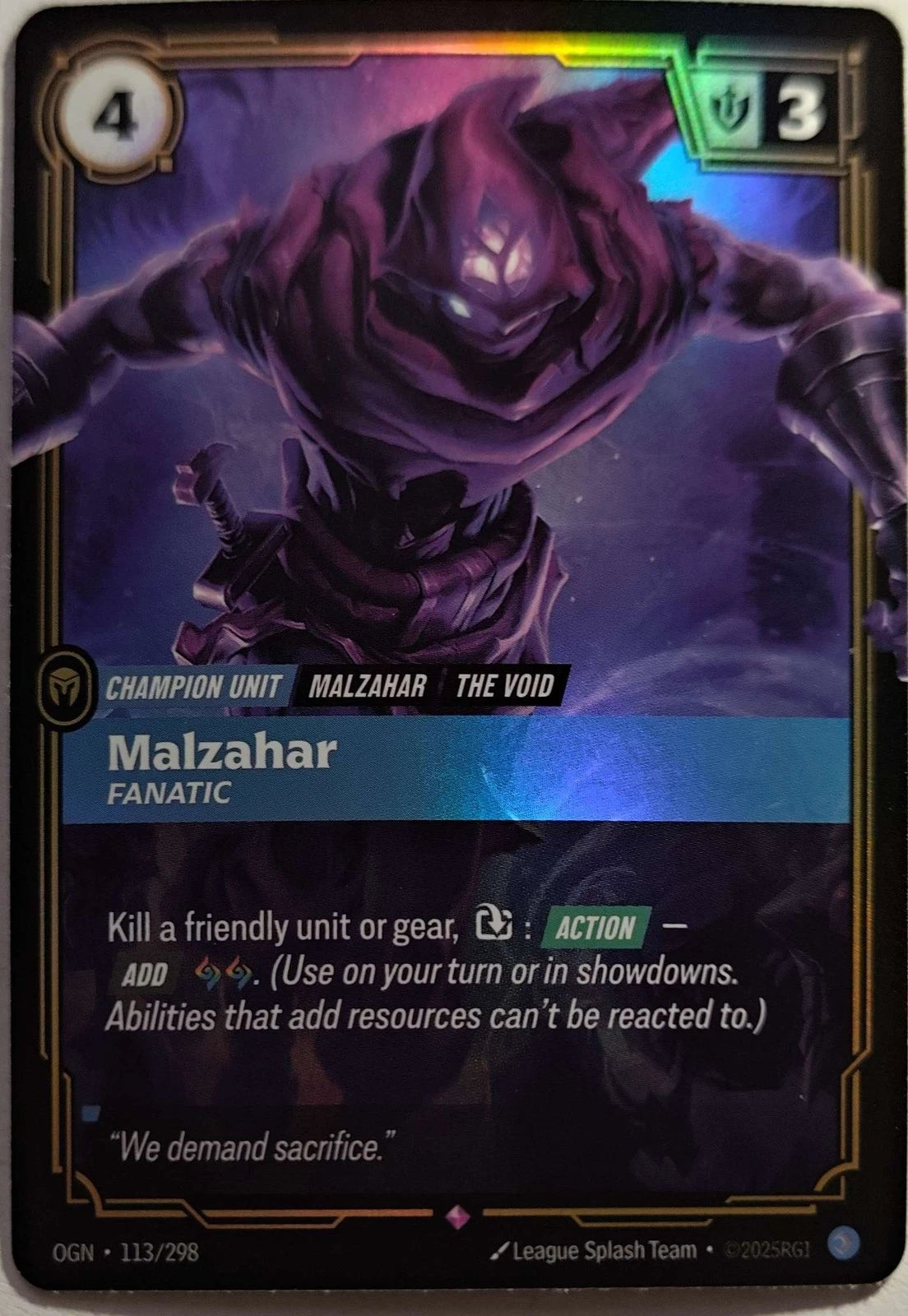 Malzahar - Fanatic 113/298 Riftbound TCG Origins NM League of Legends